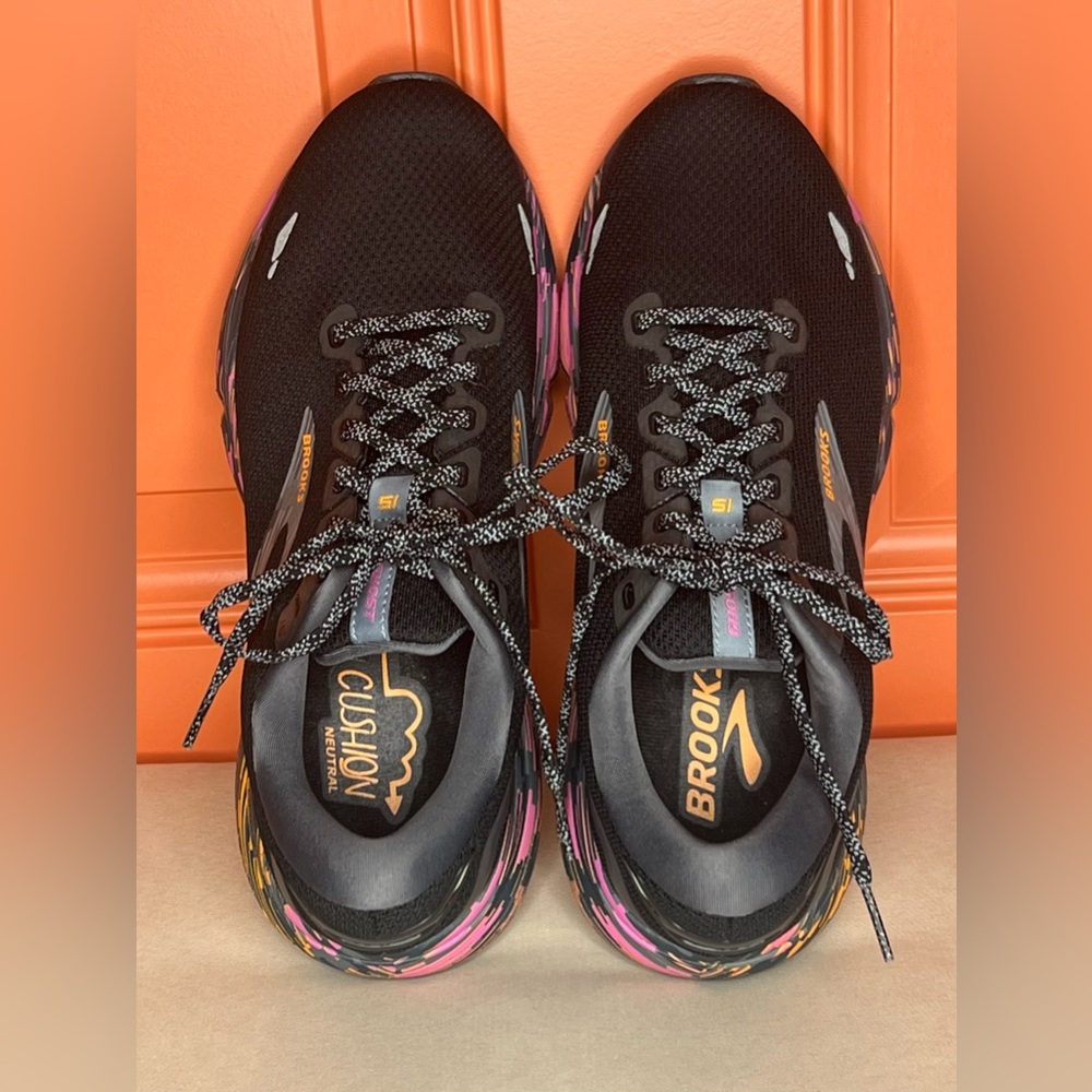 Brooks Women's Black Running Shoes with Pink and Yellow Accents - Picture 2 of 10
